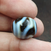 Himalayan Indo Tibetan 2 Eyes Patterns Dzi Agate Amulet Bead